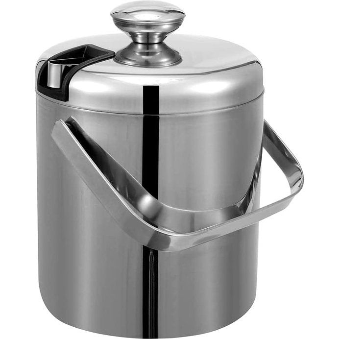IJsemmer, roestvrij stalen ijsemmer met dubbele isolatie, ijsemmer voor cocktailbar, incl. ijsemmer, tang, deksel, ijsnooster, duurzame koude opslag voor wijn, bier