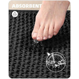Badmat, antislip, wasbaar, 50 x 80 cm, zacht chenille, badmat, super absorberend, antislip, machinewasbaar voor douche, badkamer, bad, zwart