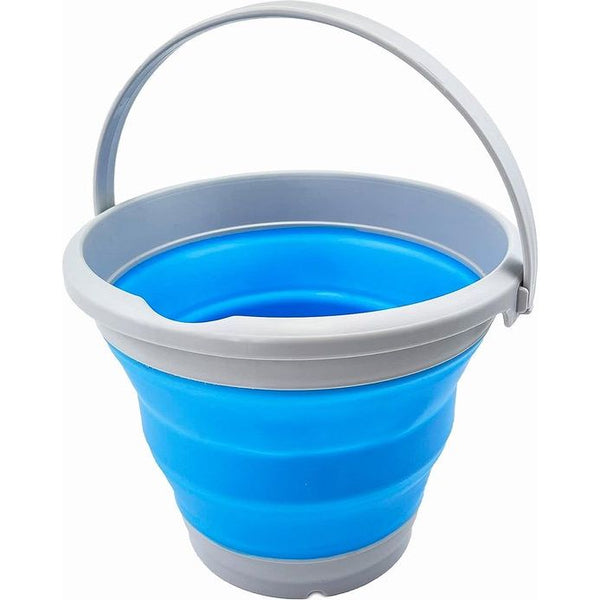 5,5 l inklapbare kunststof emmer, opvouwbare ronde kuip, draagbare wateremmer om te vissen, ruimtebesparend (grijs/hemelsblauw)
