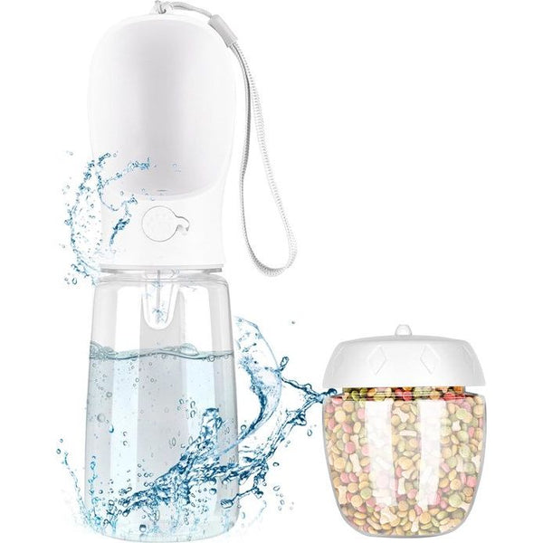 Drinkfles hond voor onderweg 550 ml hondendrinkfles onderweg waterfles hond drinkfles met 100 ml hondenvoer beker hondenbak onderweg draagbare waterfles hond waterdispenser reisbak