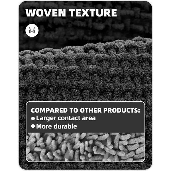 Badmat, antislip, wasbaar, 50 x 80 cm, zacht chenille, badmat, super absorberend, antislip, machinewasbaar voor douche, badkamer, bad, zwart