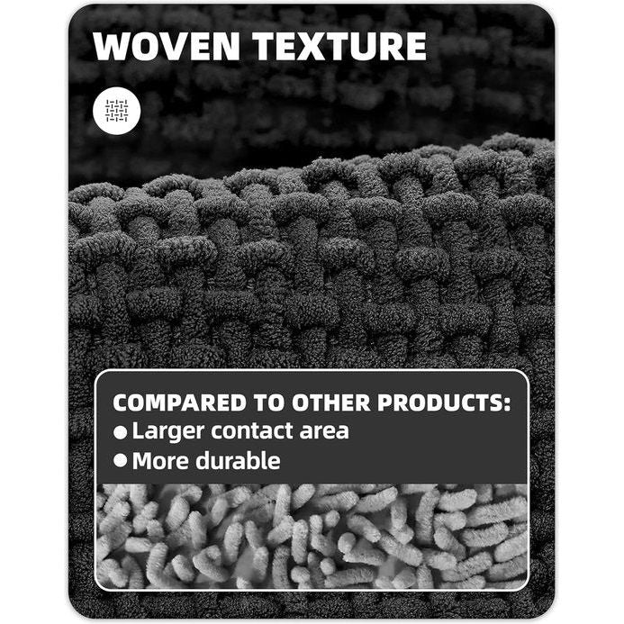 Badmat, antislip, wasbaar, 60 x 90 cm, zacht chenille, badmat, super absorberend, antislip, machinewasbaar voor douche, badkamer, badkuip - zwart