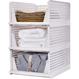 Pack of 3 Organiser, Wardrobe Stackable, Stackable Wardrobe Storage Box, Wardrobe Storage Boxes, Foldable Storage Boxes, Drawer Plastic Shelf Basket, 43 x 33.5 x 18.5 cm