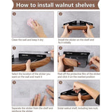 Doucherek, doucheplank zonder boringen, met walnoot, matzwart en driehoek, douchemand in walnootmazer, badkamerrek, walnoot ferrolegering, 2 stuks