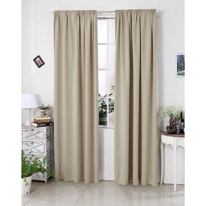 Verduisteringsgordijn, thermogordijn, met plooiband, zand, 135x245 cm