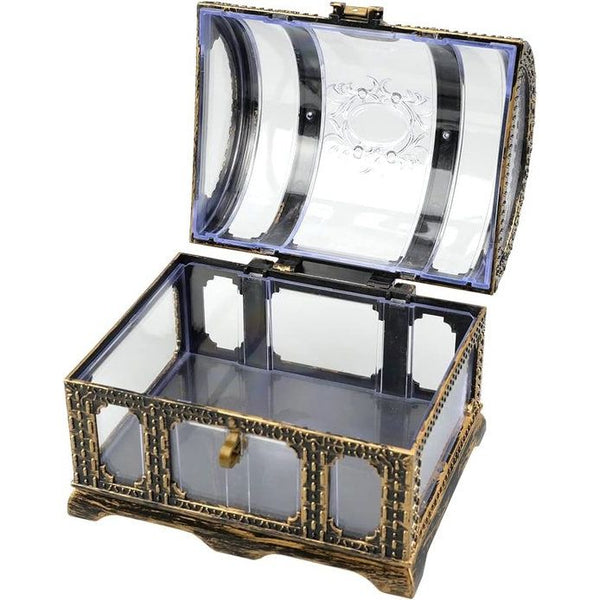 Small Treasure Chest with Lock, Transparent Antique Pirate Treasure Chest, Small Treasure Chest for Pirate Treasure Search, Wedding, Storage, Decoration, 14 x 11 x 10.5 cm