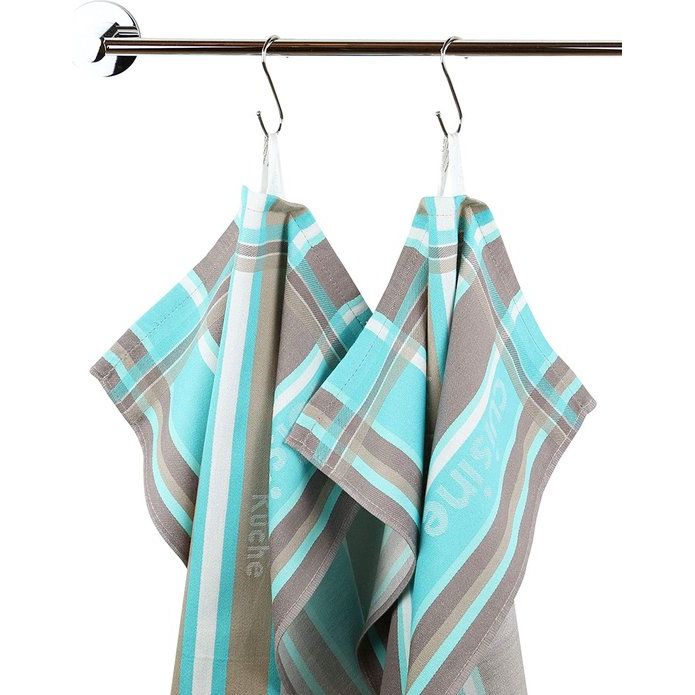 Zollner set van 4 theedoeken, katoen, appelgroene strepen, 50 x 70 cm, 009, mint, 50 x 70 cm