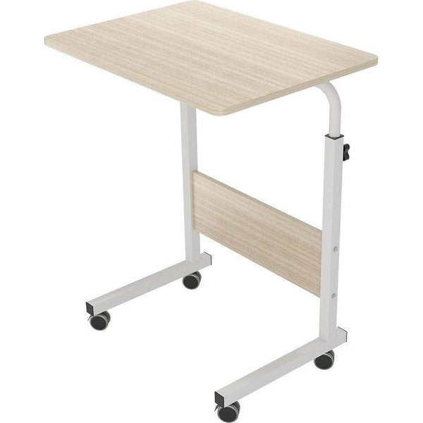 In hoogte verstelbaar laptopbord, laptopstandaard, computerbord met wieltjes, verrijdbare bijzettafel, verzorgingsbord voor bed en bank, 60 x 40 x 71-90 cm, met esdoorn 05#1-60 MP-BH