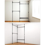 Telescopische kledingkast, telescopische kledingstang, voor slaapzaal, kleedkamer, slaapkamer, belasting per paal 50 kg, zwart