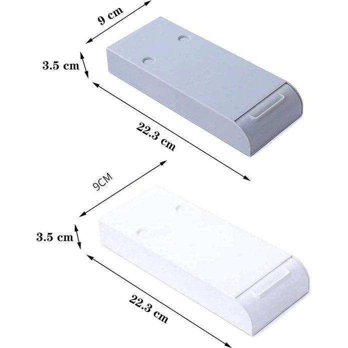 2 stuks onder bureaulade organizer, verborgen lade, potloodhouder, make-up organizer, bureaulade, verborgen voor kantoor (22,3 x 9 x 3,5 cm)