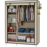UDEAR Closet Organizer Kledingkast Kledingopslagplanken, Niet-geweven Stoffen Hoes met Zijzakken, 105 * 45 * 170 CM,Beige