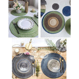 Placemats, wasbare placemats, ook als onderzetters, koffiemat, ronde antislip placemats, eettafel, Europese stijl, natuurlijk materiaal, tafelmat van handgeweven stof (beige-30cm-6st)