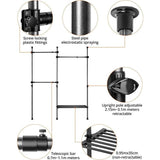 Telescopische kledingkast, telescopische kledingstang, voor slaapzaal, kleedkamer, slaapkamer, belasting per paal 50 kg, zwart