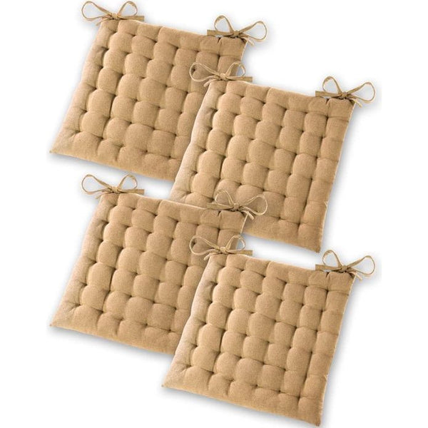 4-delige set, 40 x 40 x 5 cm, stoelkussen voor binnen en buiten, van 100% katoen, verkrijgbaar in verschillende kleuren, beige