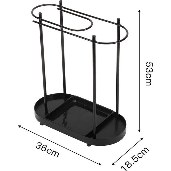 Paraplubak metalen paraplubak parapluhouder 53 x 36 x 18,5 cm vrijstaande parapluhouder met regenschaal hoekparaplubak zwart