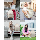 Handbagagerugzak, 40 liter, grote reisrugzak voor dames, vliegtuig, koffer, reisrugzak, waterdichte reistas met 17 inch laptopvak, voor reizen, zaken, zakenreizen, weekend, wandelen, beige