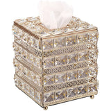 Kristal Gouden Cosmetische Tissue Box Glas Metalen Tissue Box Tissue Box Tissue Box Decoratie voor Woonkamer Eetkamer Hotel Restaurant Kantoor Vierkant