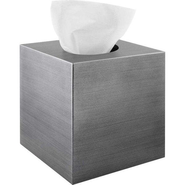Hars cosmetische doekjesbox, zakdoekdoos, vierkant, rolpapier, doekjesbox, tissuedoos met uittrekbare bodem voor eetkamer, badkamer, slaapkamer, auto, kantoor - zilvergrijs
