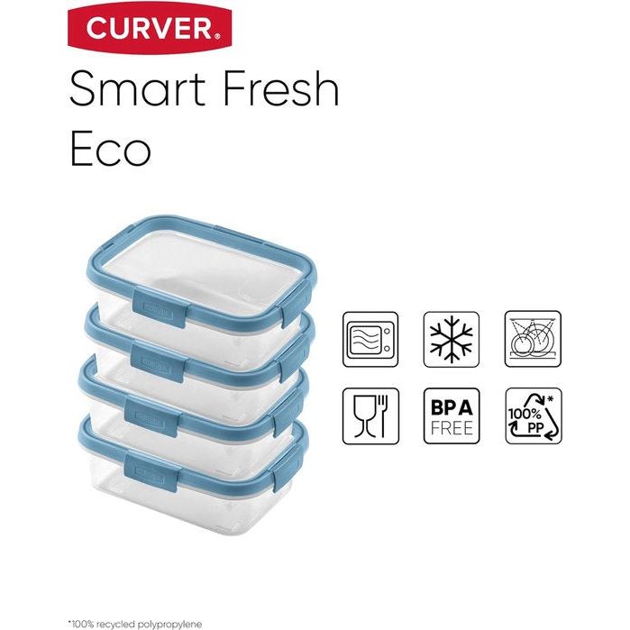 Fresh ECO 4-delige vershouddozenset 1l, van 100% gerecycled PP, pastelblauw, 4x