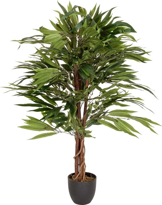 Kunstplant mango hoogte 130 cm groen 588 bladeren grote kamerplant mangoboom potplant boom kunstmatig