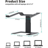 Laptopstandaard voor bureau Computerstandaard In hoogte verstelbaar Ergonomisch Notebook Laptop Riser Aluminium metalen beugel Compatibel met 10 tot 15,6 inch notebook Zwart