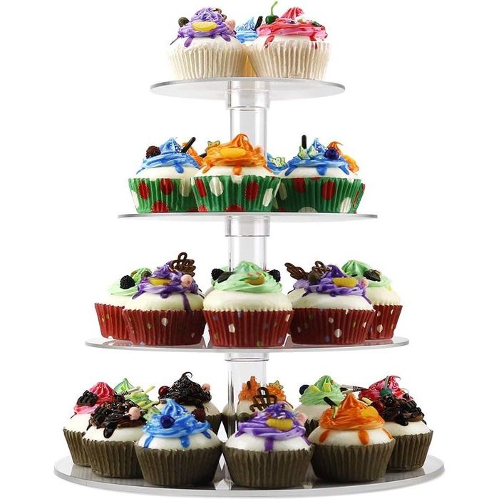 Cake Stand Queta Cupcake stand Voor Bruiloft, Feest, Verjaardag, baby showers en cake dessert, 4 verdiepingen acryl, 15cm/18.7 cm/22.5 cm / 26.3 cm diameter