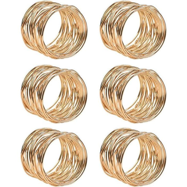 Servetringen, goud, metalen mazen, servettengespen, set van 6 stuks, 4,2 x 3,6 cm, servethouder, napkin ring voor bruiloft, eettafel, hoteldecoratie