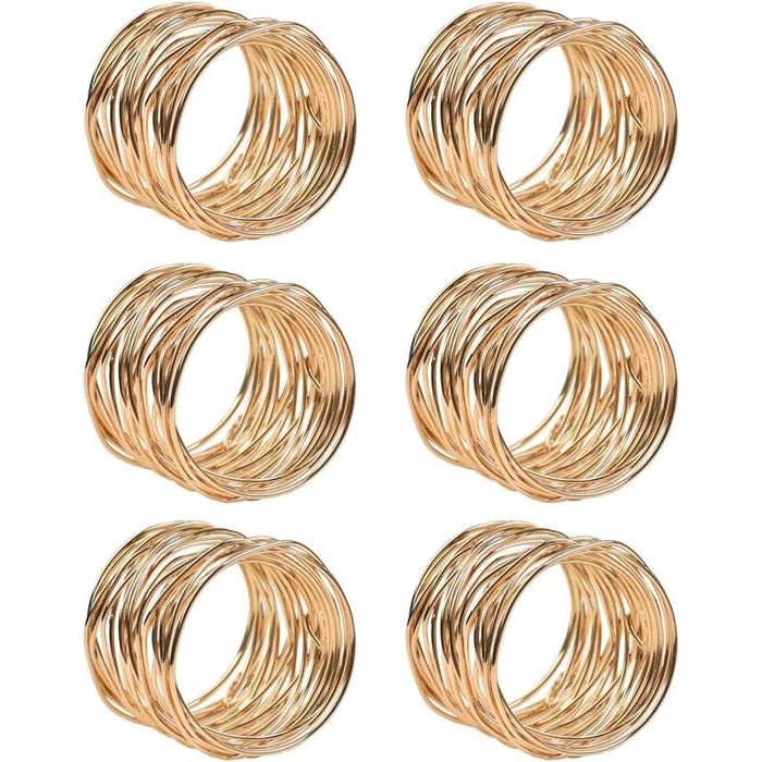 Servetringen, goud, metalen mazen, servettengespen, set van 6 stuks, 4,2 x 3,6 cm, servethouder, napkin ring voor bruiloft, eettafel, hoteldecoratie