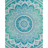 Katoenen mandala wandtapijt, zeegroen, hippie, boho, wandtapijt, 228 x 213 cm