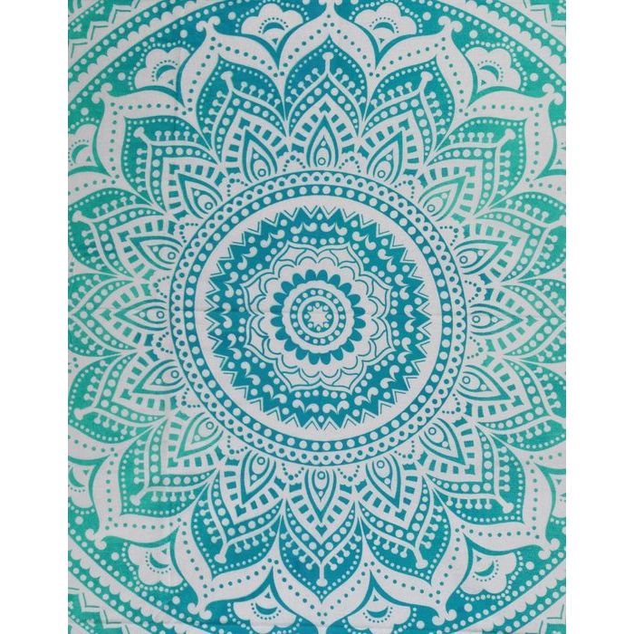 Katoenen mandala wandtapijt, zeegroen, hippie, boho, wandtapijt, 228 x 213 cm