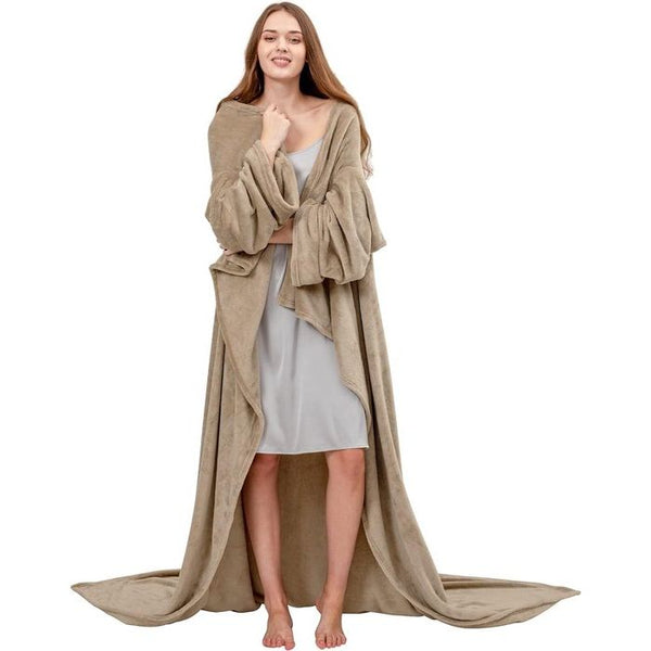 Deken met mouwen en voetenzak, fleece, microvezel, zachte fleecedeken, dagdeken, tv-deken om aan te trekken, cadeau voor vriendin, moeder