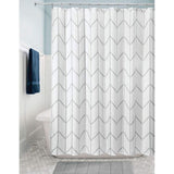 Douchegordijn van polyester - moderne badkameraccessoires voor de douche - waterafstotend douchegordijn in visgraatpatroon - 180 x 180 cm - grijs en wit