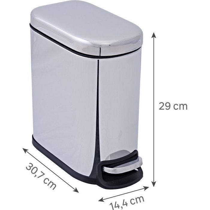 SENSEA - REMIX badkamerprullenbak - 5L - rechthoekig - roestvrij staal - wit - verchroomde afwerking