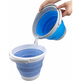 5,5 l inklapbare kunststof emmer, opvouwbare ronde kuip, draagbare wateremmer, ruimtebesparend (grijs + babyblauw (set van 2)