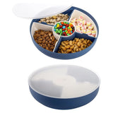 Set van 2 plastic snoep- en notenserveercontainers met deksels 29 cm verdeeld 5 compartimenten Snackkommen Dienblad Aperitiefbakje voor voedselopslag