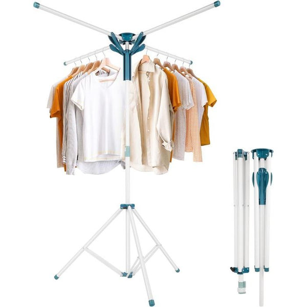 Opvouwbaar wasrek, inklapbaar strijkwasrek, kledingstang, driepoot, hoogwaardig kledingrek van roestvrij staal, wasdroger kledingrek voor binnen, buiten, balkon