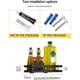 Keukenwandrek, zonder boren, 1 etage, doucheplank, kruidenrek, zwart, keukenrek, zwevend van roestvrij staal, voor keuken, badkamer, balkon (mat zwart, 30 cm)