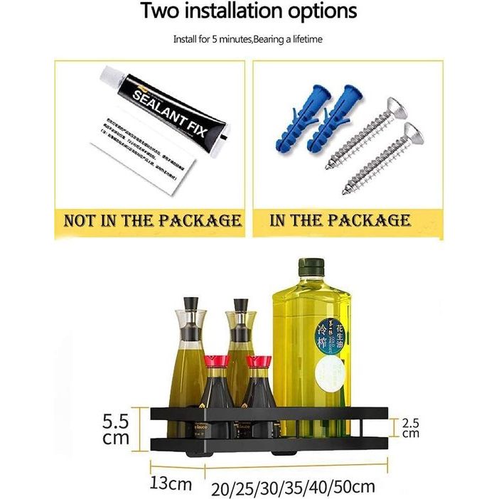 Keukenwandrek, zonder boren, 1 etage, doucheplank, kruidenrek, zwart, keukenrek, zwevend van roestvrij staal, voor keuken, badkamer, balkon (mat zwart, 30 cm)