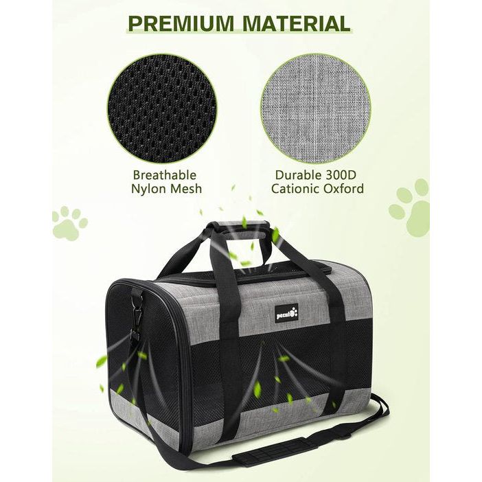 Hondentas Opvouwbare hondenbox Auto met ademend gaasstof Kattentransportbox voor kat Hondentransportbox voor op reis Hondendraagtas voor katten puppy's jonger dan 8 kg Grijs