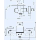 Badkuipkraan, waterval, waterkraan, badkuip, mengkraan met drukschakelaar, eenhandsbadarmatuur van messing, badarmatuur, opbouwbadkraan voor badkamer, chroom