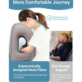Reiskussen, nekkussen, opblaasbaar vliegtuig, opvouwbaar, draagbaar, comfortabel reiskussen, ondersteunt het hoofd en beschermt de cervicale wervelkolom, nekkussen voor vliegtuigen, treinen, autoritten, grijs