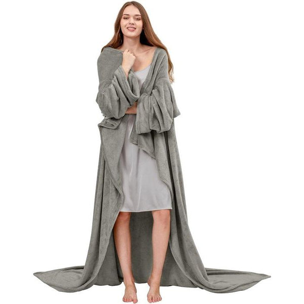 Knuffeldeken met mouwen en voetenzak, fleece, microvezel, zachte fleecedeken, dagdeken, tv-deken om aan te trekken, cadeau voor vriendin moeder