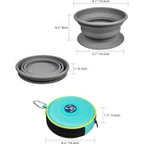 Opvouwbare huisdierschaal van siliconen voor voer en water, dubbele katten/hondenbak voor onderweg, draagbare voerbak