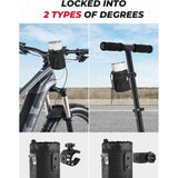 Bidonhouder voor op de fiets, Oxford-stof, universele waterfleshouder met netvak, bekerhouder voor kinderwagen, motorfiets, fiets, rolstoel, scooter, boot