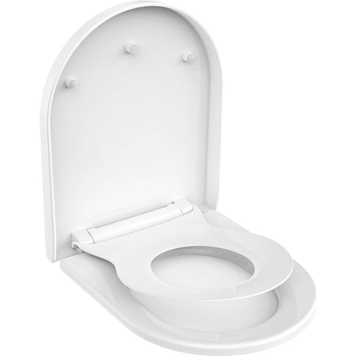 Family Toilet Seat with Removable Child Seat, Soft Close Mechanism, Adjustable Hinge, Quick Release Funcktion/D/U-Shape PP Children and Adults Toilet Seat