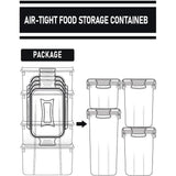 Set van 24 voorraadpotten, BPA-vrij, plastic opbergdoos met deksel, luchtdicht, graanopslagcontainer en voedselopslagcontainers, keukenopslag en organisatie