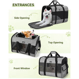 Hondentas Opvouwbare hondenbox Auto met ademend gaasstof Kattentransportbox voor kat Hondentransportbox voor op reis Hondendraagtas voor katten puppy's jonger dan 8 kg Grijs