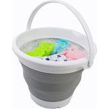 5,5 l inklapbare kunststof emmer, opvouwbare ronde kuip, draagbare wateremmer, ruimtebesparend (grijs + babyblauw (set van 2)