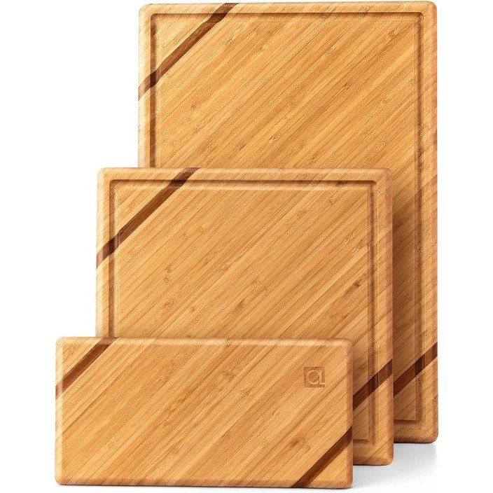 Chorus Houten Snijplank (Set van 3) - Luxe Bamboe Houten Plank Keuken Snijplank Keuken Snijplanken Met Sapgroef Voor Vlees, Groenten, Kaas - Houten Keukenplanken In Verschillende
