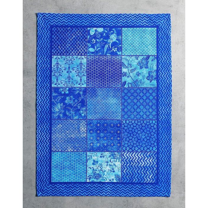 Indigo Love 100% katoen, set van 3 multifunctionele keukenhanddoeken, barhanddoeken, lente/zomer (50 cm x 70 cm)